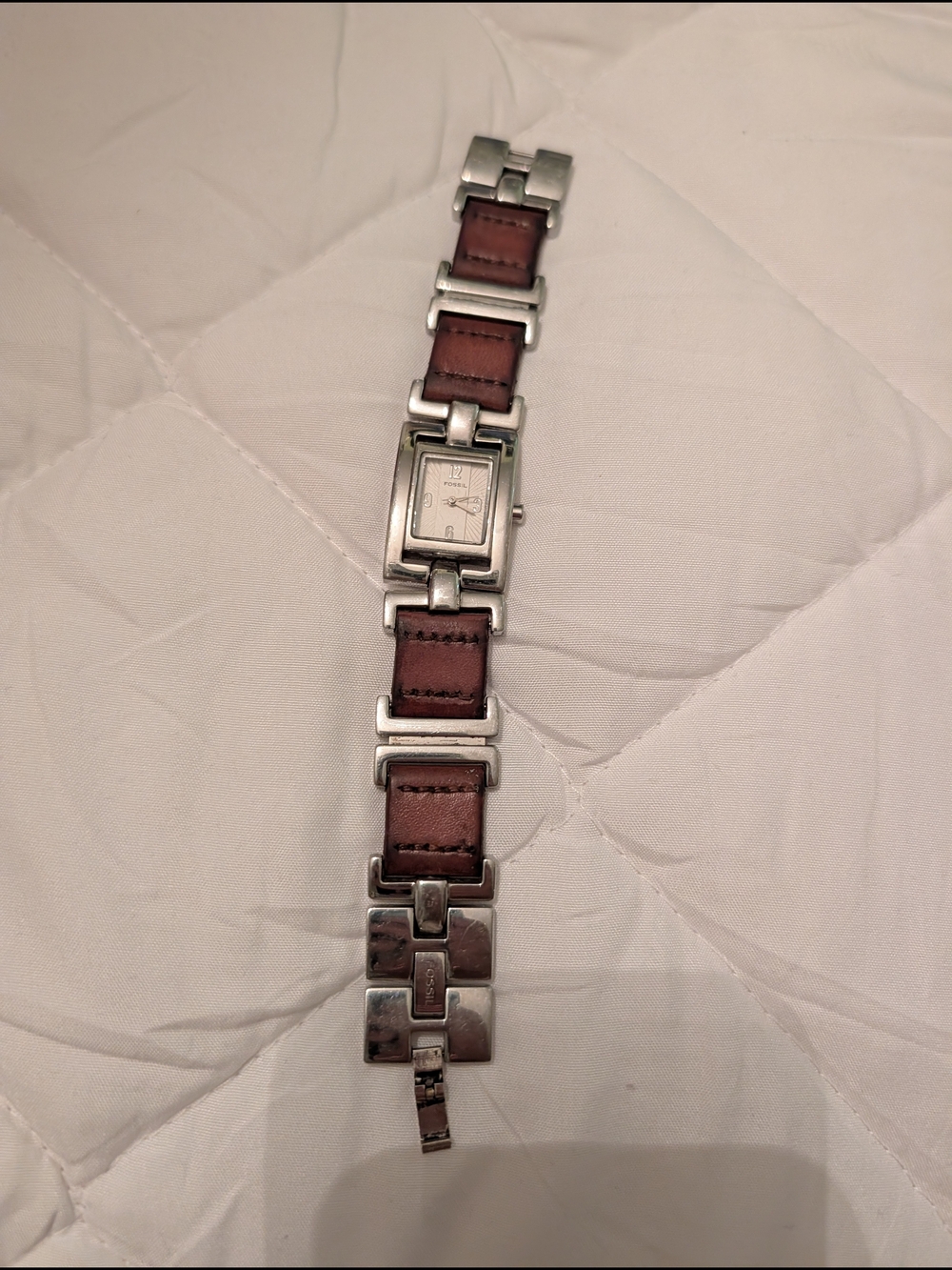 Fossil Stainless Steel and Brown Leather Link Watch